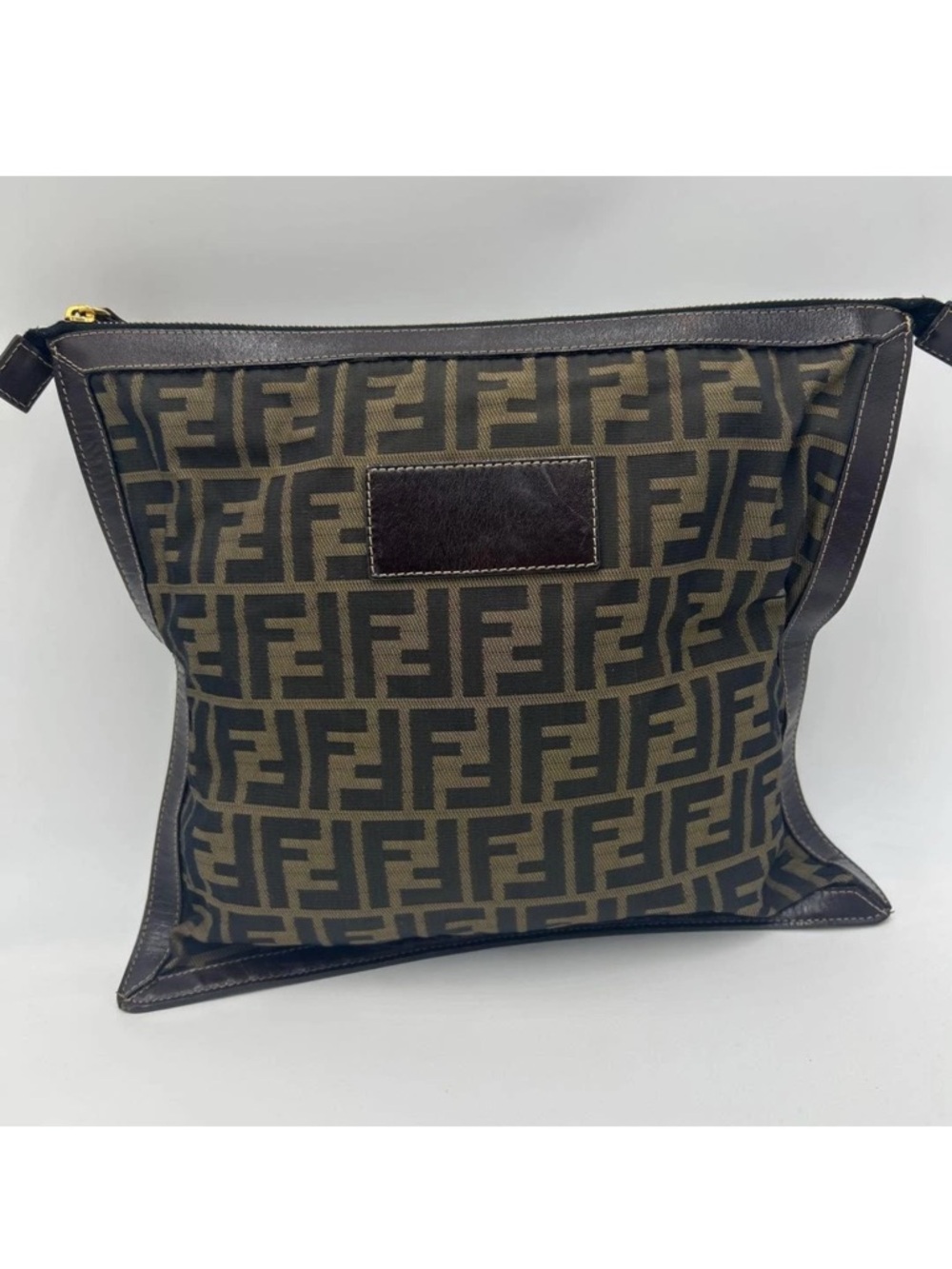 Fendi Brown Logo Canvas zucca bag